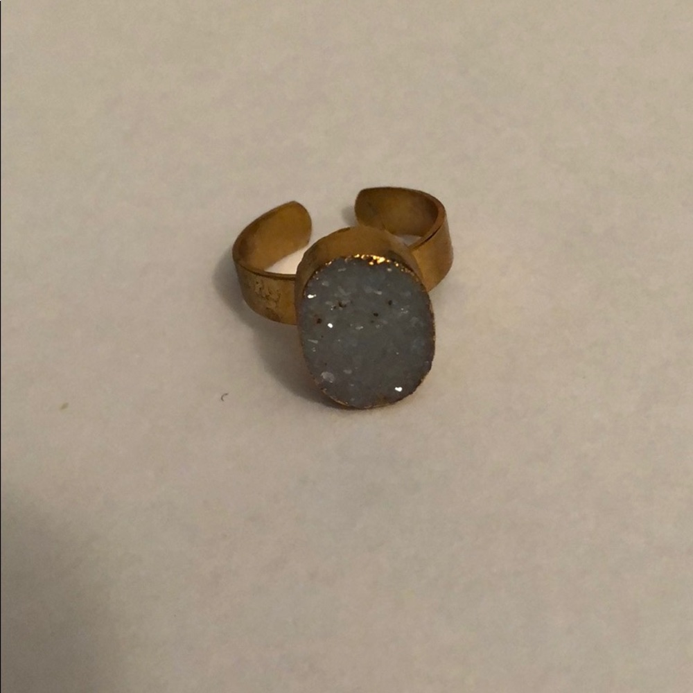 Gray Druzy Gold Ring